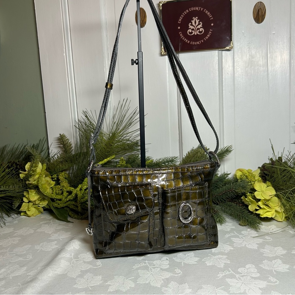 Brighton JETSON 'CHER /Muse 'Crossbody Purse Crocodile Leather Olive Green